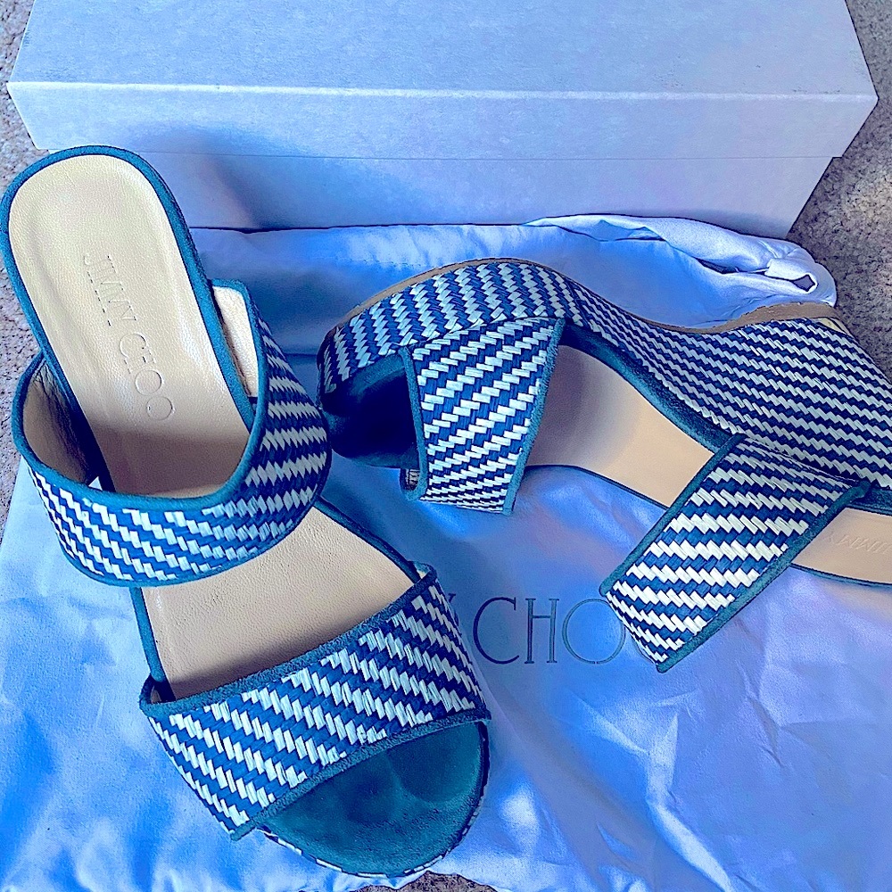 Jimmy Choo Dusk Blue Parker Wedges Size 37 (US 7)